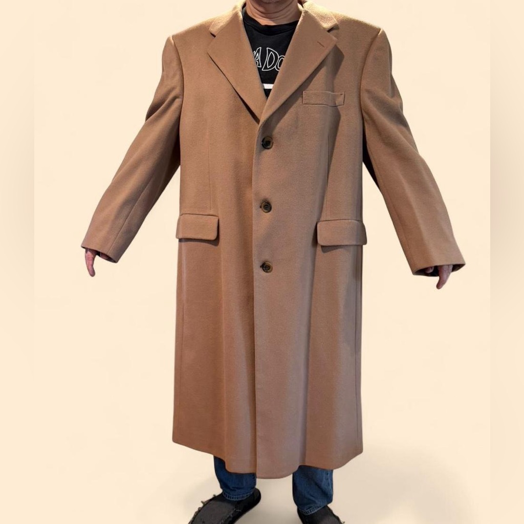 Vintage Burberrys’ 100% Pure Wool Long Camel Overcoat 6x